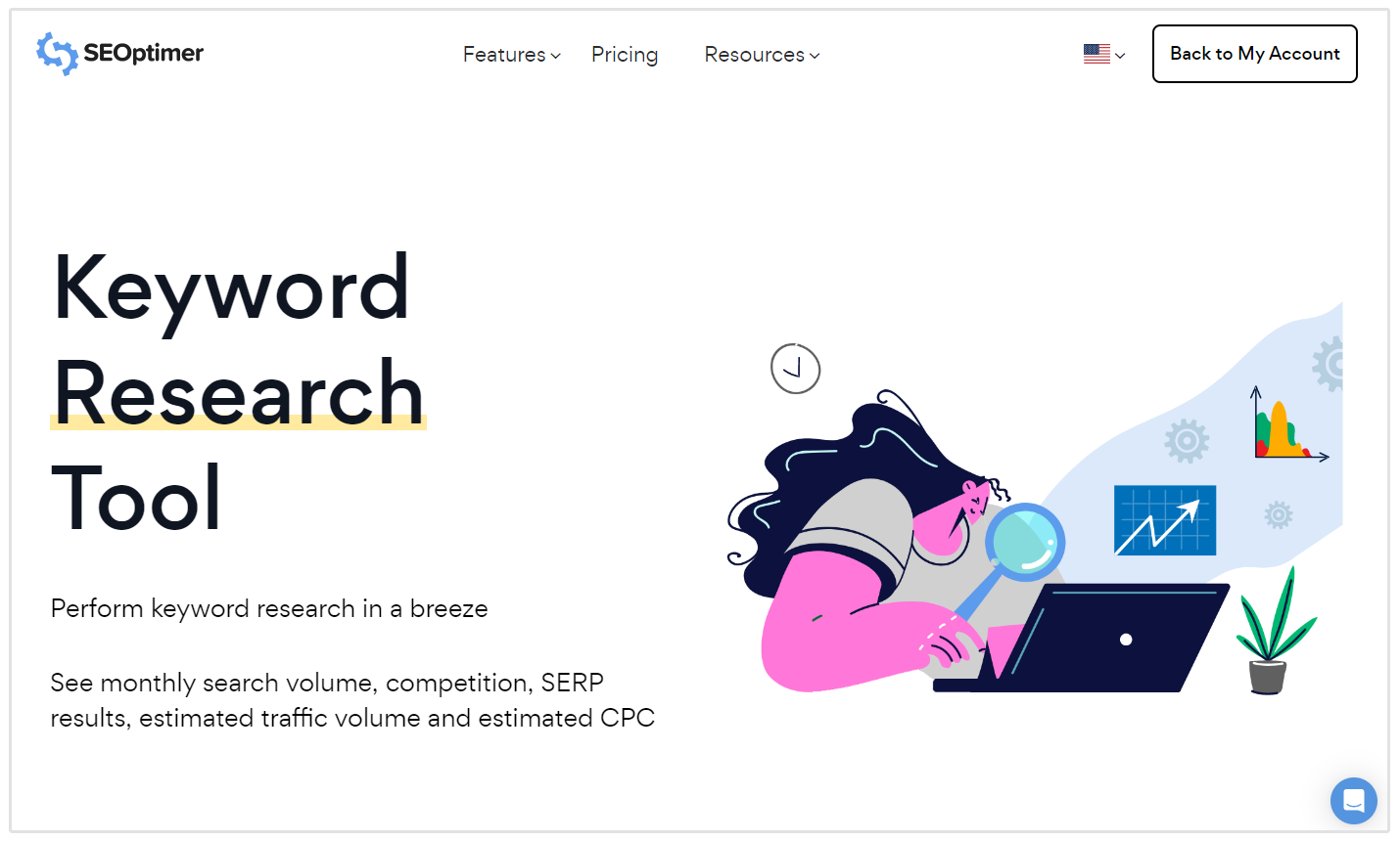 keyword research tool from SEOptimer